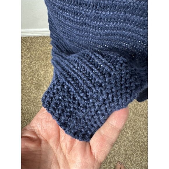 Talbots Women's M Open Cardigan Sweater Navy Blue 100% Linen - Picture 3 of 9